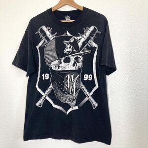 Metal Mulisha Shirt Mens L Skull Bandana Baseball Bats 1999 Graphic Vintage Y2K
